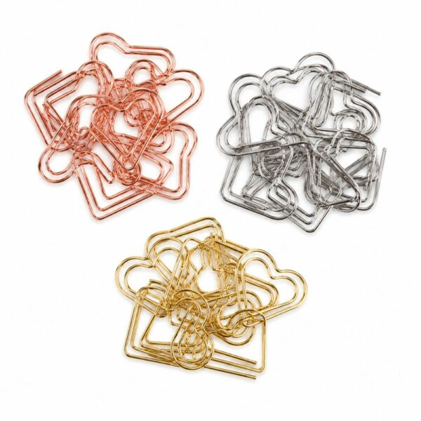 Trombones cœur métalliques lot de 18 - doré, rose ou argenté