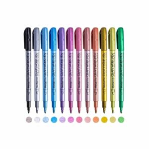 Lot de 12 stylos métalliques colorés pour scrapbooking