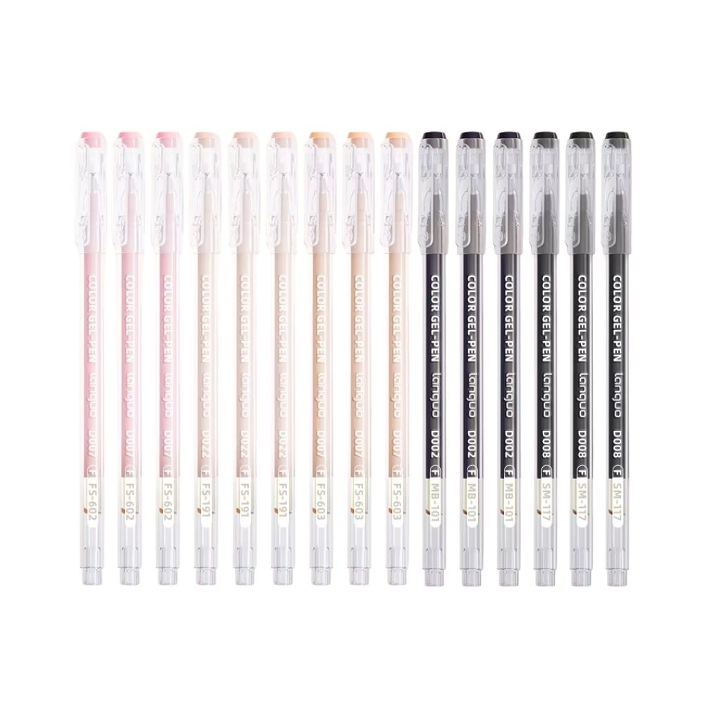 Lot de 15 stylos gel rose et noir pour scrapbooking