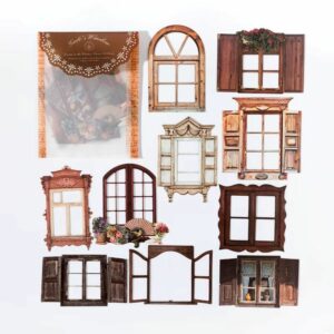 10 autocollants pour scrapbooking fenêtres bois ancien
