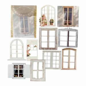 10 autocollants pour scrapbooking fenêtres blanches shabby chic