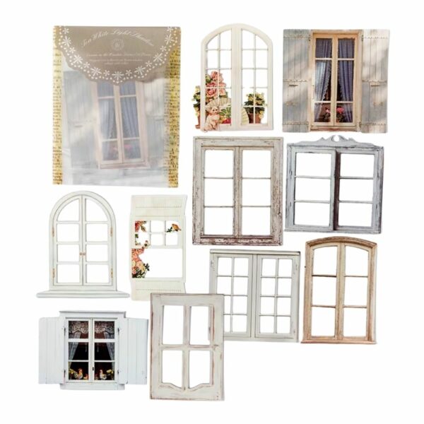 10 autocollants pour scrapbooking fenêtres blanches shabby chic