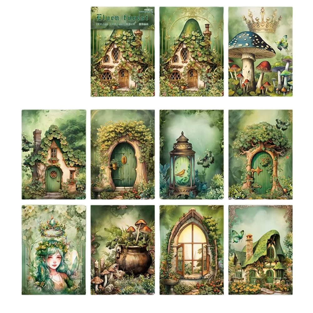 30 cartes de scrapbooking forêt enchantée verte