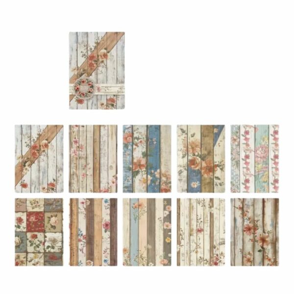 30 papiers scrapbooking bois fleuri vintage
