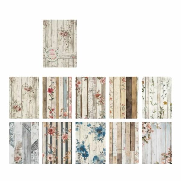 30 papiers scrapbooking bois floral shabby chic