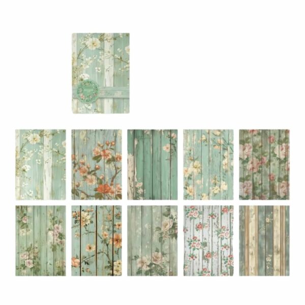 30 papiers scrapbooking bois fleuri vert