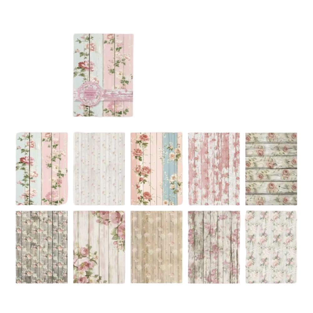30 papiers scrapbooking roses shabby chic