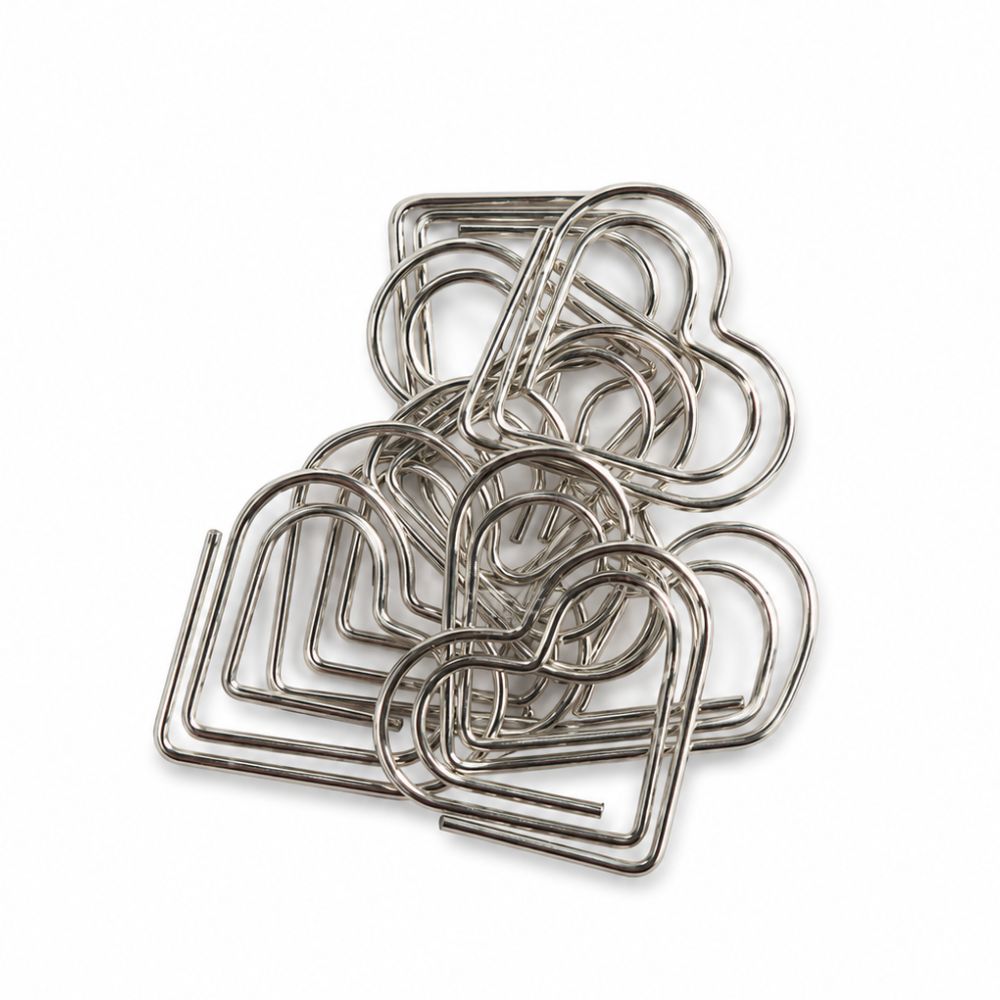 Trombones cœur pour scrapbooking argentés